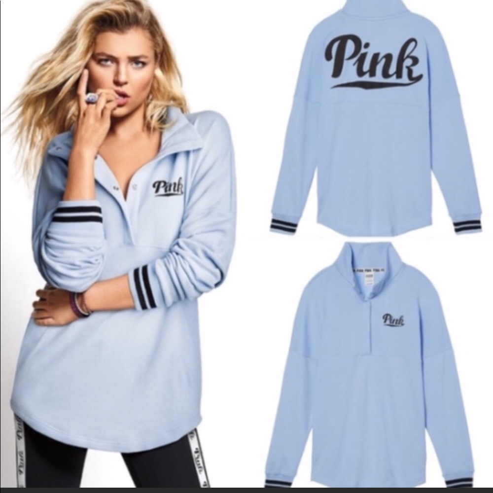 VS 💗PINK VARSITY QUARTER SNAP PULLOVER SWEATSHIRT